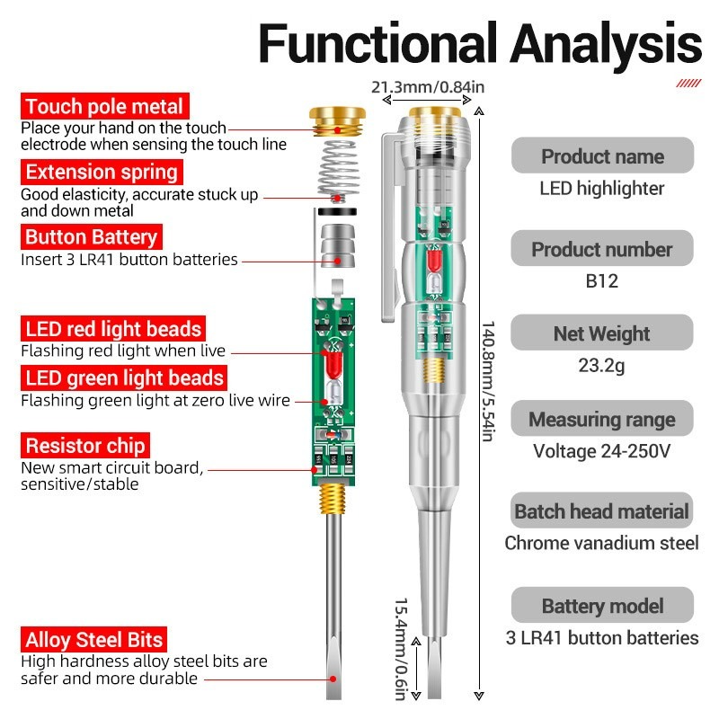 LED Tester Pen Light Screwdriver