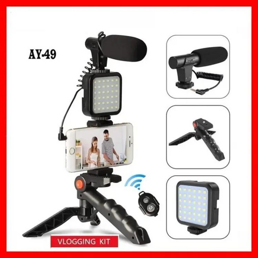 Vlogger Video Making Kits Vlog Microphone Led Fill Light Mini Tripod Mobile Holder with remote Good quality