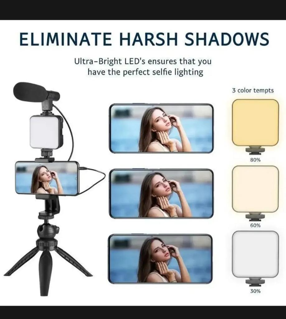 Vlogger Video Making Kits Vlog Microphone Led Fill Light Mini Tripod Mobile Holder with remote Good quality