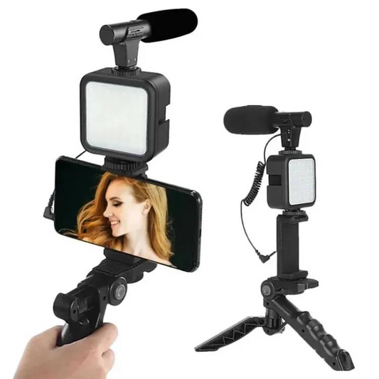 Vlogger Video Making Kits Vlog Microphone Led Fill Light Mini Tripod Mobile Holder with remote Good quality